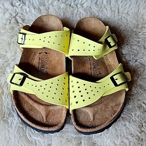 Birkis yellow two strap sandals size 38